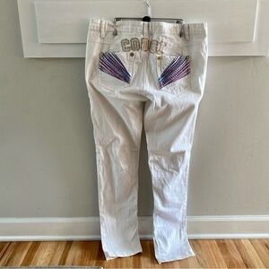 Coogi White Denim Jean Pants Bedazzled Bling